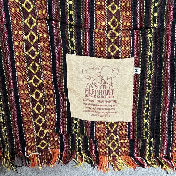Elephant Jungle Sanctuary Woven Tunic Top Women’s Size M Colorful Aztec Hippie - Picture 8 of 11